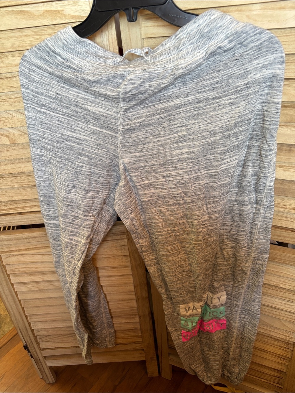 just be Gray Marled french terry joggers with Color Block Logo Large